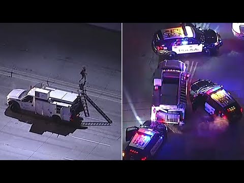 FULL CHASE: Suspect rams police cars, runs across 91 Freeway