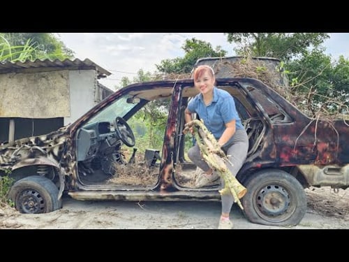 Full video: Girl repairs and restores old cars and motorbikes.