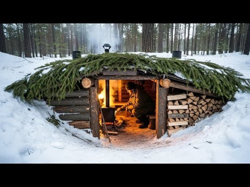 Winter Challenge- Shelter Building in the Harsh Frozen Forest