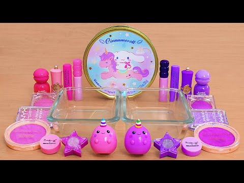 Pink vs Purple - Mixing Makeup Eyeshadow Into Slime ASMR