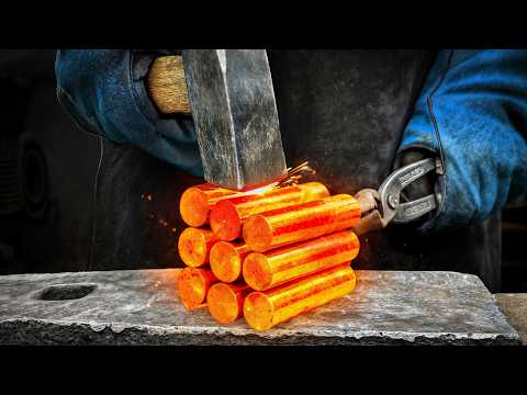 Forging a Massive Damascus Steel Knife | Handcrafted Large Blade