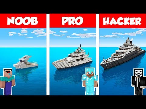 Minecraft NOOB vs PRO vs HACKER: MODERN YACHT HOUSE BUILD CHALLENGE in Minecraft / Animation
