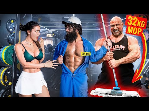 32KG Mop Shocks GIRLS and BodyBuilders in a GYM | Pretended to be a CLEANER #42