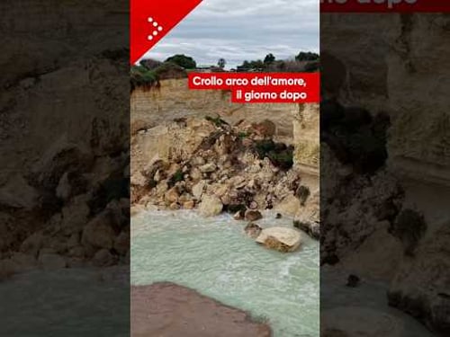 Crollo arco dell'amore in Salento, il drone in volo sui resti il giorno dopo il cedimento