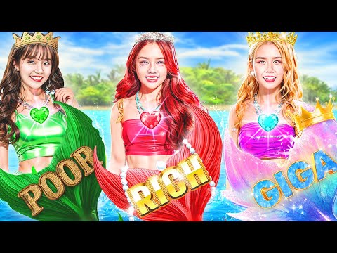 الفقيرة ضد الغنية ضد الحورية الفائقة الثراء في مسابقة المكياج! فتيات المجوهرات أصبحن حوريات البحر