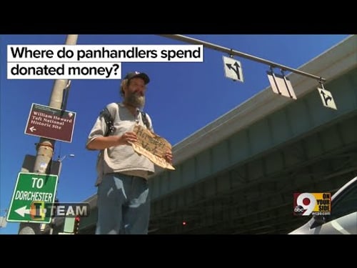 Where do panhandlers spend donated money?