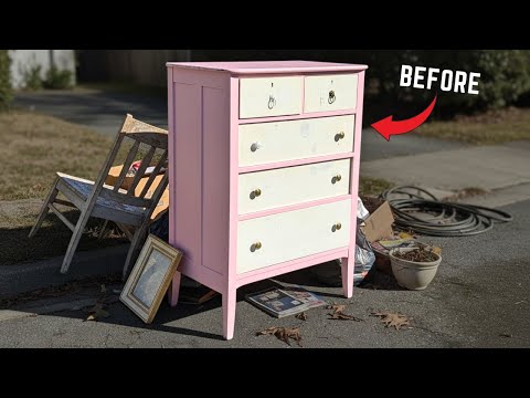 Amazing RESTORATION of a Trashed PINK Painted Dresser