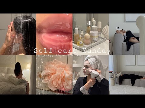 My Living Alone Diaries | Self-care Sunday, Everything shower routine, Skin care, Hair care...🤍🫧🎀