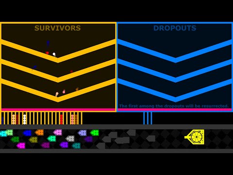 Team Marble Race + Escape from the Tank (with Resurrections) - Survival - in Algodoo