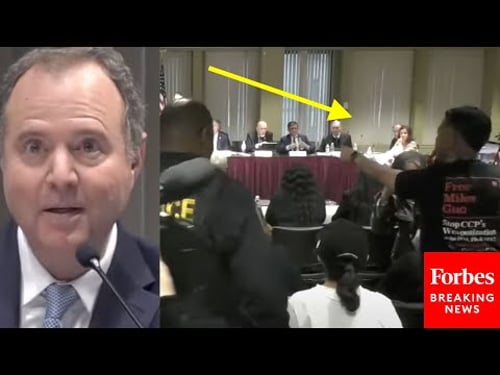 BREAKING NEWS: Adam Schiff's Defense Of Bragg Interrupted By Protester Prompting Police Response