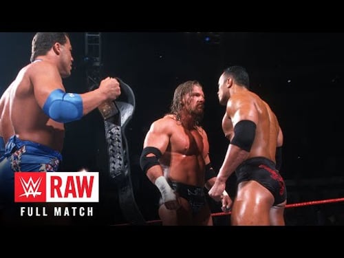 FULL MATCH: Kurt Angle vs. The Rock vs. Triple H – WWE Title Triple Threat Match: Raw, Oct. 23, 2000