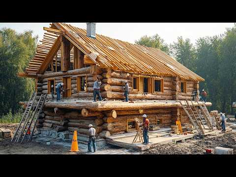 Constructing A House From MASSIVE LOGS | start to finish