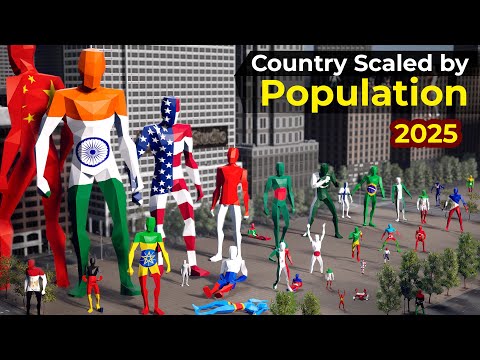 Countries Scaled by Population 2025 | if countries population where Humans | First Person View