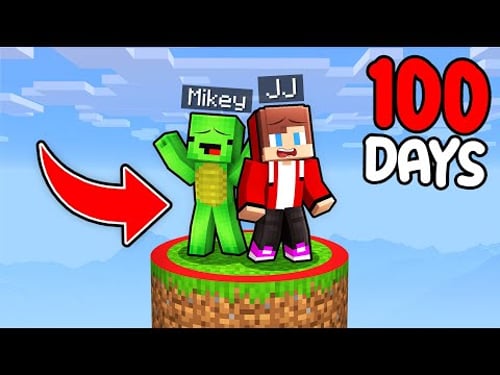 Mikey and JJ Survive 100 Days on a Round Chunk in Minecraft (Maizen)