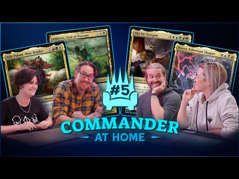 Commander at Home #5 - Ur-Dragon vs Breya vs Atla Palani vs Athreos with Ben Brode and Ashlen Rose