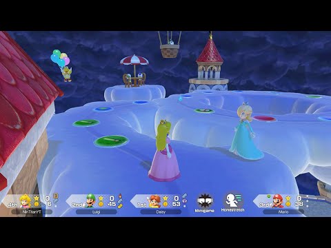 Super Mario Party Jamboree - Peach vs Mario vs Luigi vs Daisy - Mario's Rainbow Castle
