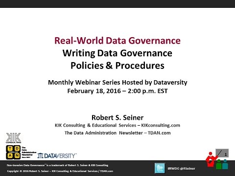 RWDG Writing Data Governance Policies & Procedures