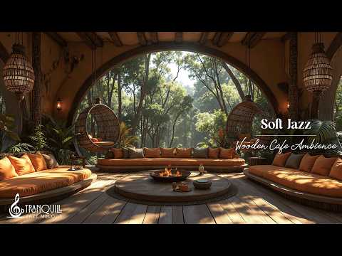 Soft Forest Cafe Jazz For Relaxing | Quiet Jazz Music In Cozy Coffee Shop Ambience For Work & Study