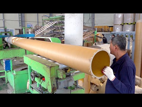 Huge Paper Core Manufacturing Process. Paper tube factory