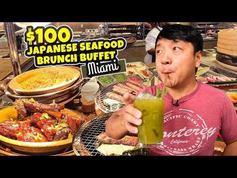 $100 All You Can Eat LUXURY Japanese Brunch! Miami's BEST Japanese SEAFOOD BUFFET!