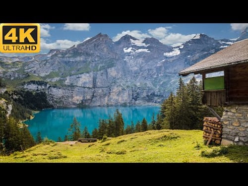 Flying Over Switzerland (4K UHD) With Relaxing Music | Beautiful Piano Music