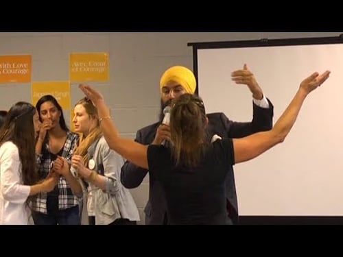 NDP leadership candidate Jagmeet Singh responds to heckler at meet-and-greet