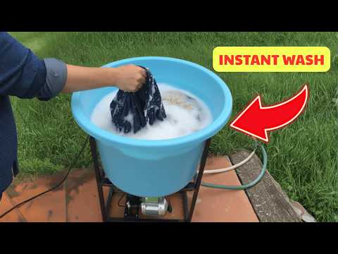 Zero Cost Washer! DIY Washing Machine Using Old Motor + Plastic Barrel