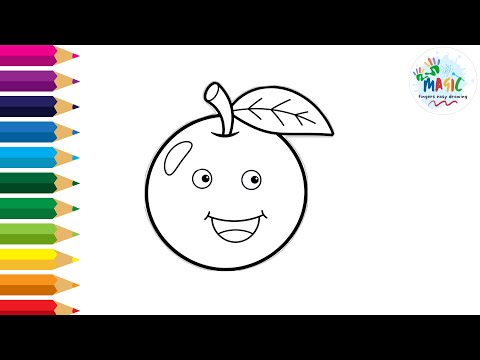 How to Draw a Cute Orange, Easy Step by Step for Kids and Toddlers! draw along video
