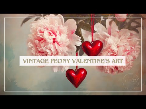 Vintage Peony Valentine's Art | 4K TV Frame Art Screensaver | Valentine's Inspired Art | 10 scenes