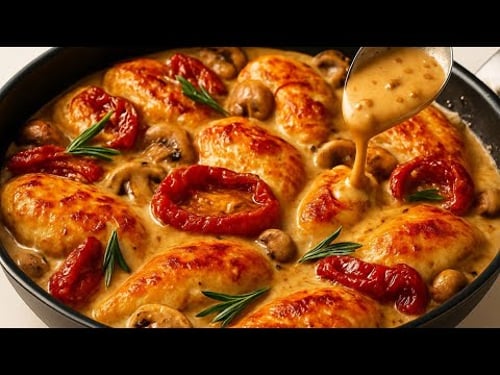 ✅Ich habe noch nie etwas Köstlicheres gegessen! – Hähnchen mit Pilzen in einer cremigen Soße