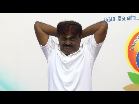 Vijayakanth Performing Yoga on a International Yoga Day Must Watch - Red Pix 24x7