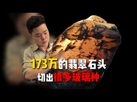 173万的翡翠石头,切出很多玻璃种