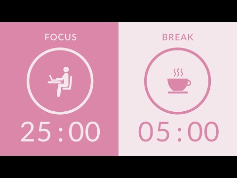 25/5 Pomodoro Timer with Pink Noise 🎧 4-Hour Study with Me for Deep Focus & ADHD ✨