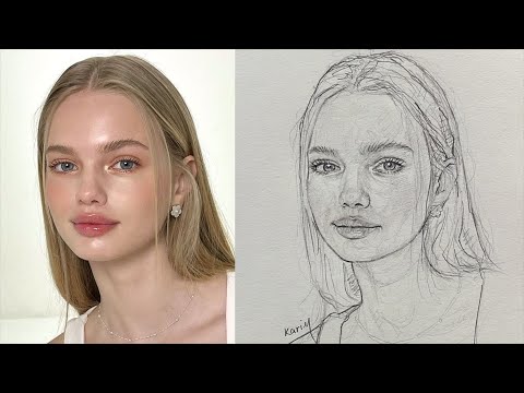 Learn to draw a beautiful girl's face step by step using the Loomis method
