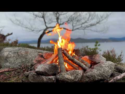Fireplace 4K No Loop. Real Fire Sound. Natural campfire that burns down. Filmed in Norway.