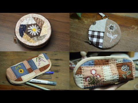 3 Small Wallet Sewing Ideas From Fabric Scraps, Combining Patchwork And Hand Embroidery