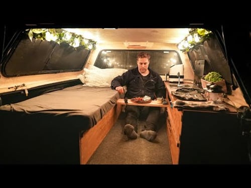 A Rainy Night Camping in my Truck | Relaxing ASMR | Sounds of Nature and Camping