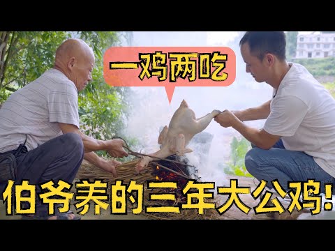 Chef Wang uses his uncle's "BIG ROOSTER" to cook 2 dishes 伯爷“忍痛割爱”大公鸡,这么好的食材必须做个“一鸡两吃”