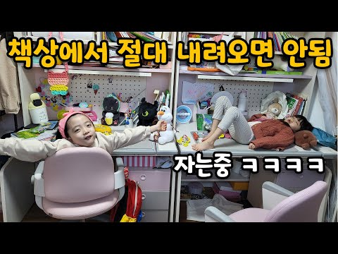 책상에서 내려오면 안된다고?? ㅋㅋ 책상에서 하루종일 생활하기!! 과연 가능할까요?? 먹고 자고 놀고~ ㅋㅋ