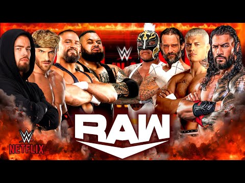 WWE RAW The Vision Logan Paul & Austin Theory vs Roman Reigns Cody CM Punk Rey Mysterio - 19-Dec-25