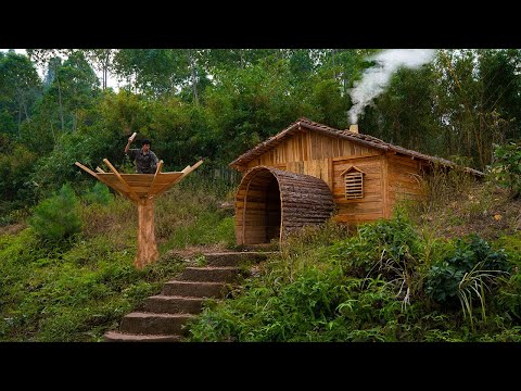 Build a log house underground. Have a warm and comfortable fireplace in winter (Part 1)