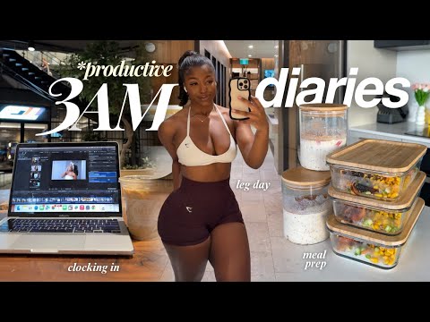 3AM DIARIES: productive morning in my life | leg day, meal prepping, working