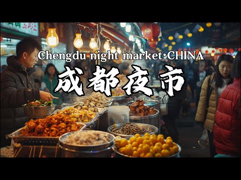 成都夜市,小巷子里的夜市,烤脑花/潮汕蚝烙/吊炉烤饼/铁板五花卷/霉豆腐/什锦炒面/香酥土豆饼/蚝蛋烧/鲜肉锅盔等,成都街头美食,Chengdu night market·CHINA