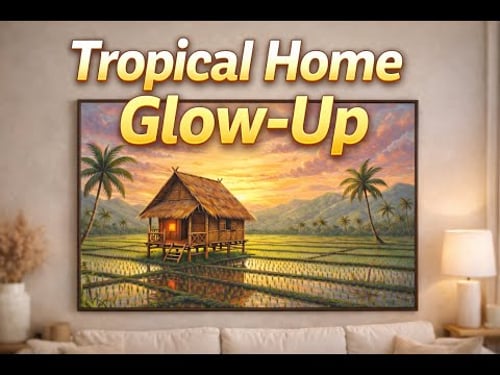 Bahay Kubo at Sunset | Philippine Countryside Canvas Art