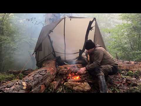 Solo Survival in Rainy Jungle | No Gear, No Tent, Only Bushcraft & a Wool Backpac |ASMR|
