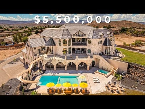 Inside $5.5M St. George Luxury CASTLE HOUSE | Foam Pit & Slide