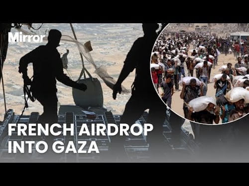 France drop MASSIVE aid airdrop into famine-stricken Gaza