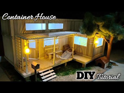 DIY miniatur rumah kontainer dari stik es krim || Container house DIY
