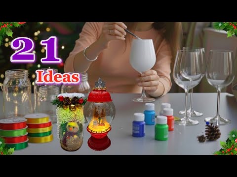 21 Affordable Christmas Decoration ideas from Glass Jar & Wine Glass | DIY Christmas Craft idea 88☃️