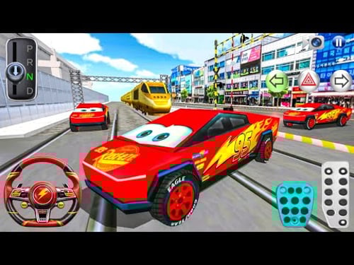 New Red McQueen Cybertruck vs Golden Bullet Train - 3D Driving Class Simulator - Android Game 2026